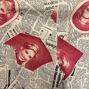 Joredi Newspaper Ann Landers Print bell bottom pants